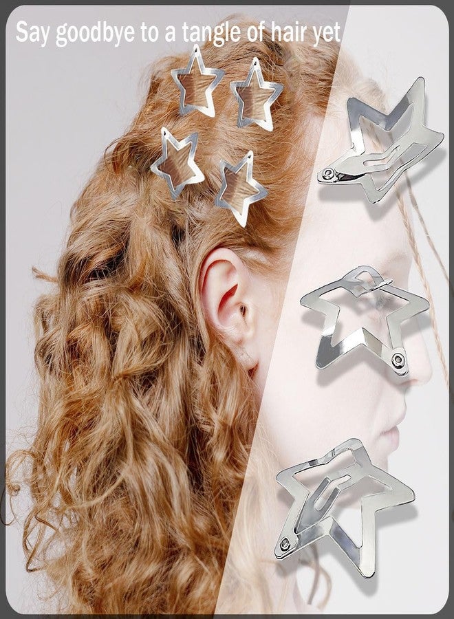 Qoaimu 20 Pcs Star Hair Clips, Silver Star Hair Clips, Star Snap Hair Clips, Non Slip Star Hair Accessories, Pentagram Star Clips for Hair, Barrettes Metal Hair Clip, Y2K Hair Accessories for Women Girls - Image 2